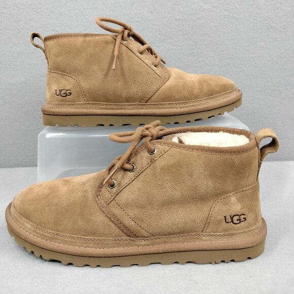 Ugg Neumel 3236 Men's Chukka Boots Size 9 Chestnut Suede Lace Up Shearling Lined - Picture 1 of 8
